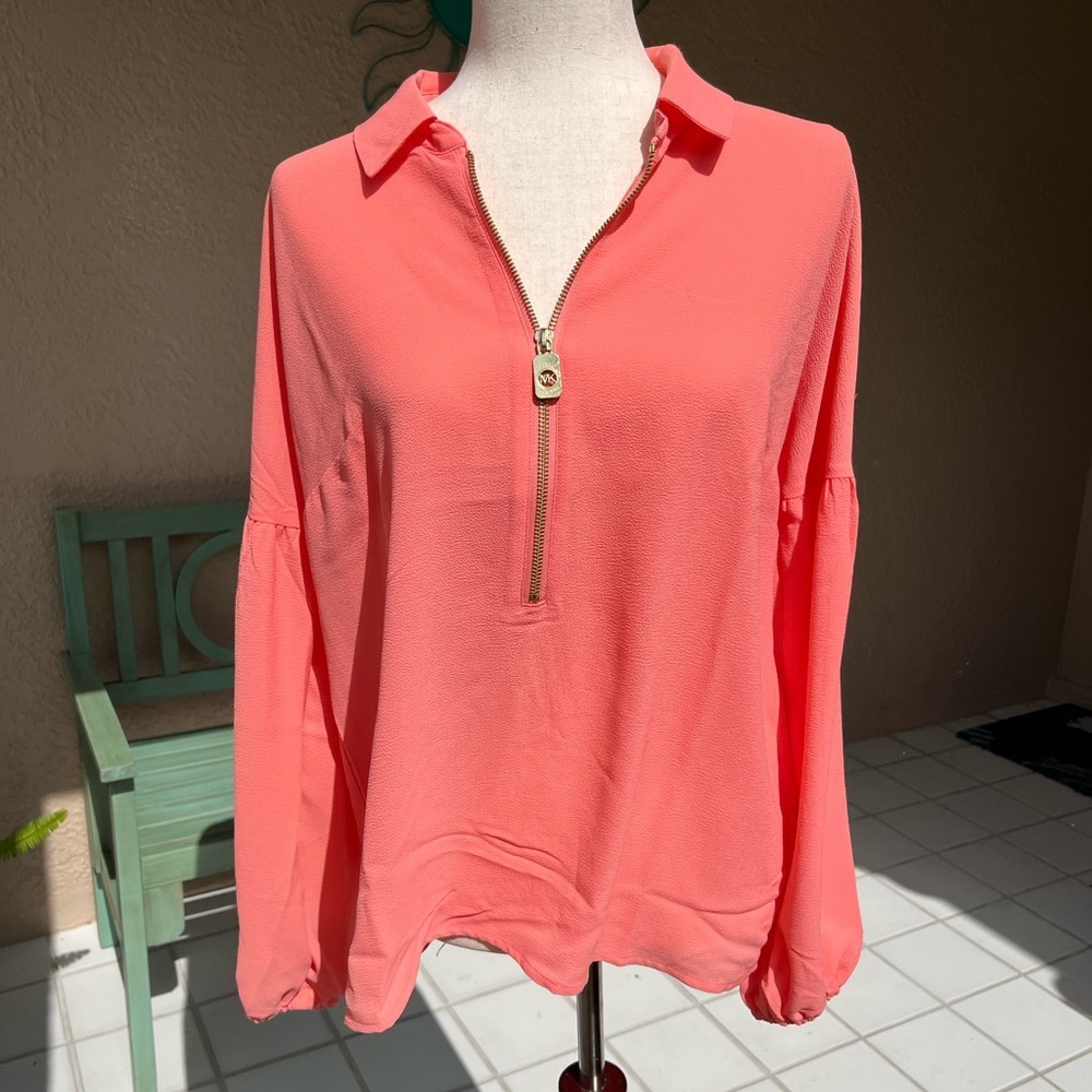Michael Kors 3/4 Zip Blouse, NWT